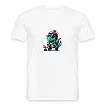 Eishockey Dino Mit Coolen Sonnenbrillen - Männer T-Shirt - Weiß - Vorne - AI Model Male 178 dark (178cm)