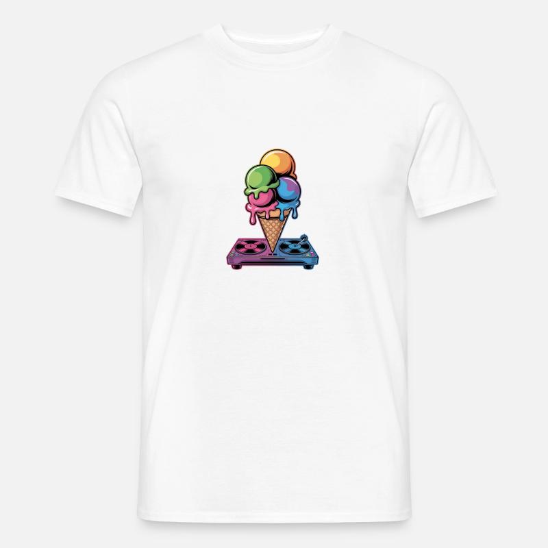 DJ Eiscreme Beats Musik Spaß - Männer T-Shirt - Weiß
