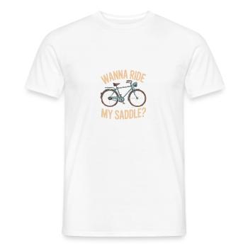 Bike Adventure: want to Ride My Saddle - Men's T-Shirt - white - Front - AI Model Male 178 dark (178cm)