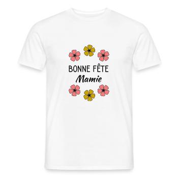 MAMIE. FÊTE DES MÈRES. BONNE FÊTE MAMIE. JE T'AIME - T-shirt homme - blanc - Devant - AI Model Male 178 dark (178cm)