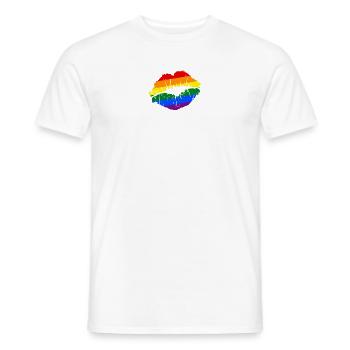 Artistic Gay Pride Rainbow Flag LGBTQ Lips - Men's T-Shirt - white - Front - AI Model Male 178 dark (178cm)