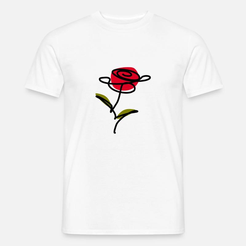 Blume rot one line art Geschenk Muttertag - Männer T-Shirt - Weiß