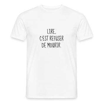 Lire - Lecture - Citation - Humour - Comique - Fun - T-shirt homme - blanc - Devant - AI Model Male 178 dark (178cm)