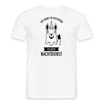 Ich Darf So Aussehen Ich Hatte Nachtdienst - Männer T-Shirt - Weiß - Vorne - AI Model Male 178 dark (178cm)