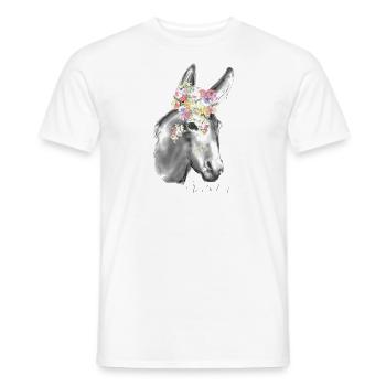 Donkey, Graffiti, Painting, Grey, Flowers - Men's T-Shirt - white - Front - AI Model Male 178 dark (178cm)