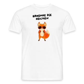 Erkenne Die Zeichen - Fuchs Mittelfinger - Männer T-Shirt - Weiß - Vorne - AI Model Male 178 dark (178cm)