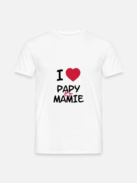 I Love Papy et Mamie - T-shirt homme - blanc