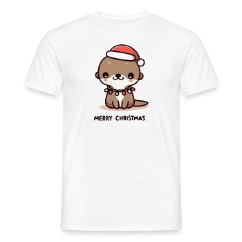 Loutre Noël Joyeuse - Cadeau Mignon - T-shirt homme - blanc - Devant - AI Model Male 178 dark (178cm)