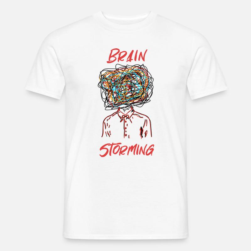 Brain Storming Hand Drawn Graphics Tee - Men’s T-shirt - white