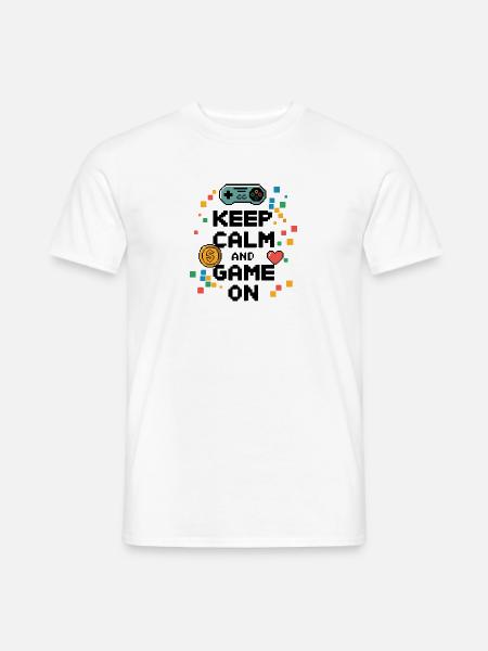 keep calm and game on - Männer T-Shirt - Weiß