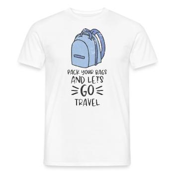 TRAVEL TRAVEL BACKPACK SUITCASE HOLIDAY TOURIST MOTIF - Men's T-Shirt - white - Front - AI Model Male 178 dark (178cm)