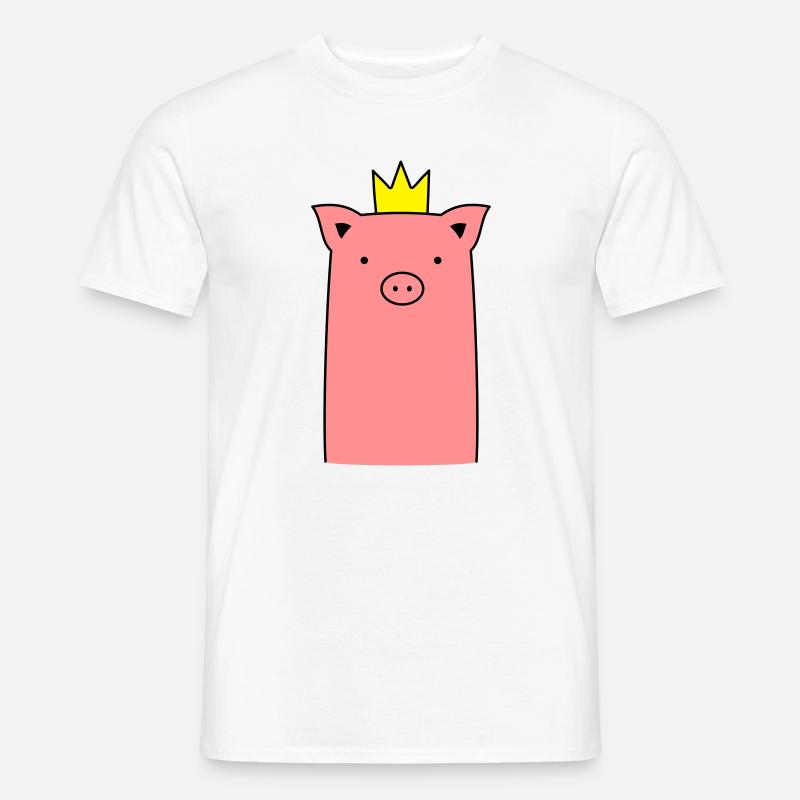 Sau Ferkel Schweinchen mit Krone Geschenk - Männer T-Shirt - Weiß