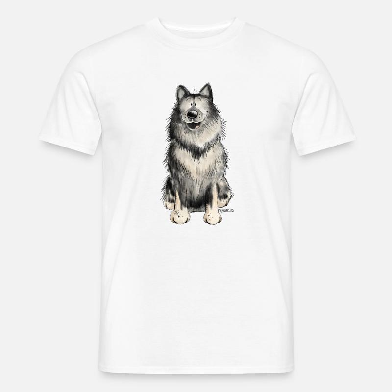 Glücklicher Wolfsspitz I Comic Hund Geschenk - Männer T-Shirt - Weiß