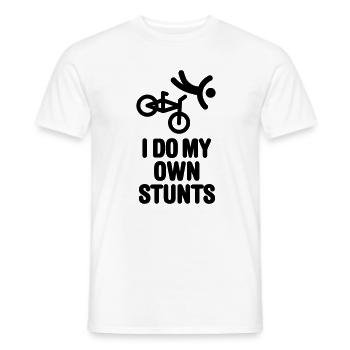 I do my own stunts BMX Fahrrad dirt bike Radfahren - Männer T-Shirt - Weiß - Vorne - AI Model Male 178 dark (178cm)
