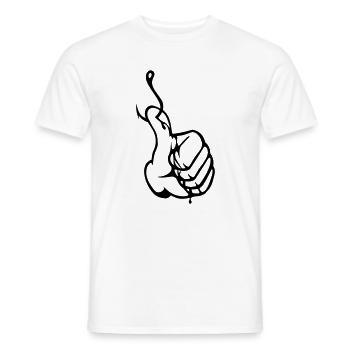 Anglerdaumen Thumbs up Nokidding Logo - Männer T-Shirt - Weiß - Vorne - AI Model Male 178 dark (178cm)