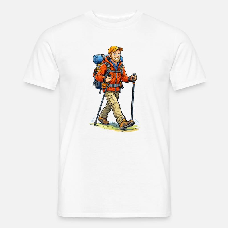 Abenteuerlicher Wanderer mit Rucksack - Männer T-Shirt - Weiß
