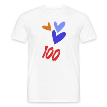 100. 100 ANS. 100e ANNIVERSAIRE. ANNIVERSAIRE 100  - T-shirt homme - blanc - Devant - AI Model Male 178 dark (178cm)