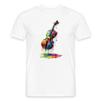 Violon avec de la peinture qui goutte - T-shirt homme - blanc - Devant - AI Model Male 178 dark (178cm)