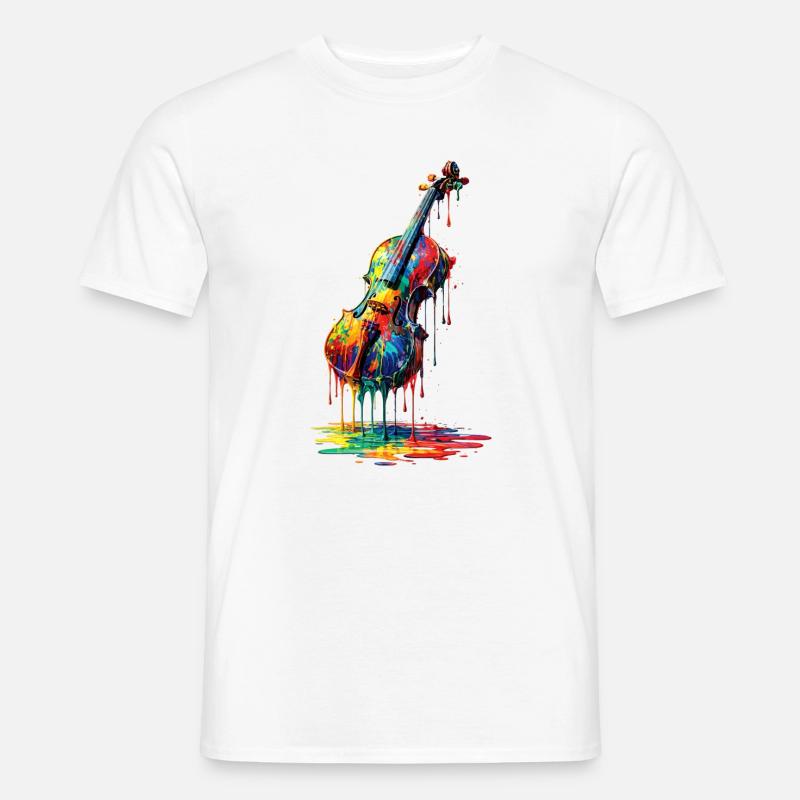 Geige mit tropfender Farbe - Männer T-Shirt - Weiß