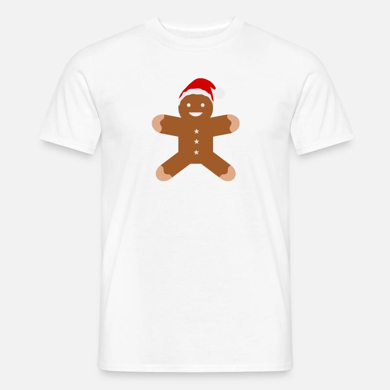 Lebkuchenmann mit Santa-Hut - Männer T-Shirt - Weiß