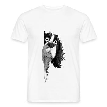 Peeking Cavalier Spaniel Niedliche Hundeliebhaber-Merch - Männer T-Shirt - Weiß - Vorne - AI Model Male 178 dark (178cm)