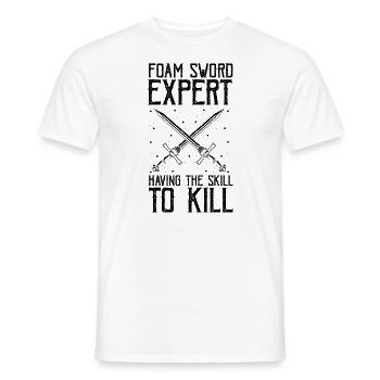 Larping for fantasy role-playing games and sword fights - Men's T-Shirt - white - Front - AI Model Male 178 dark (178cm)