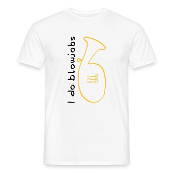 I do blowjobs Baritone - Men's T-Shirt - white - Front - AI Model Male 178 dark (178cm)