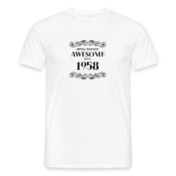 Funny Birthday Being Totally Awesome Since 1958 - Men's T-Shirt - white - Front - AI Model Male 178 dark (178cm)