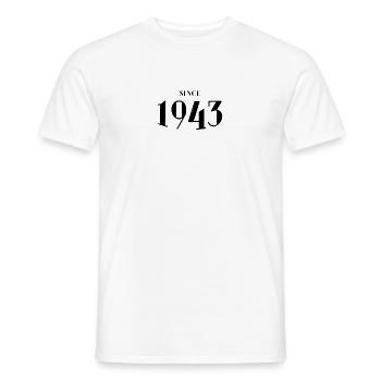 Funny Birthday Since 1943 - Men's T-Shirt - white - Front - AI Model Male 178 dark (178cm)