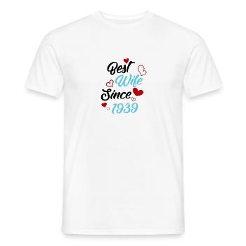 Anniversaire Meilleure épouse depuis 1939 Mariage - T-shirt homme - blanc - Devant - AI Model Male 178 dark (178cm)