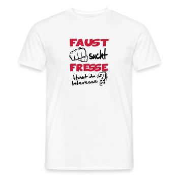 Faust sucht Fresse - Männer T-Shirt - Weiß - Vorne - AI Model Male 178 dark (178cm)