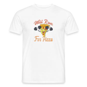 "Will Run For Pizza" - T-shirt homme - blanc - Devant - AI Model Male 178 dark (178cm)