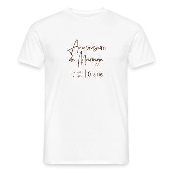 Anniversaire de mariage 6 ans cadeau personnalisé - T-shirt homme - blanc - Devant - AI Model Male 178 dark (178cm)