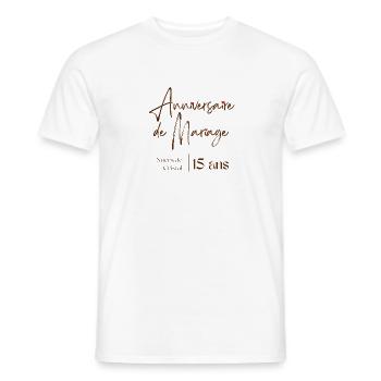 Anniversaire de mariage Noces de Cristal15 ans - T-shirt homme - blanc - Devant - AI Model Male 178 dark (178cm)