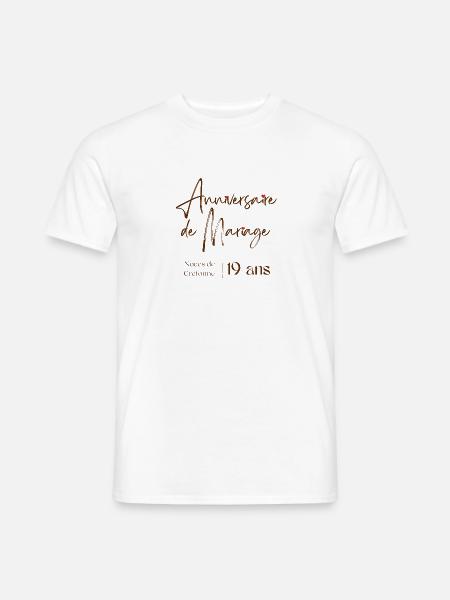 Anniversaire de mariage 19 noce de Cretonne 19 ans - T-shirt homme - blanc