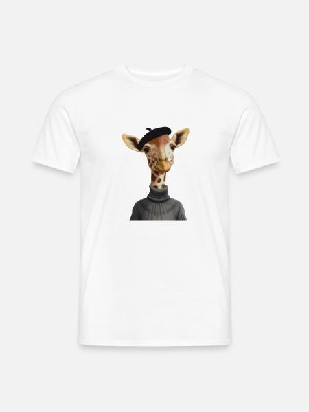 Giraffe mit Pullover und Mütze Geschenkidee - Männer T-Shirt - Weiß
