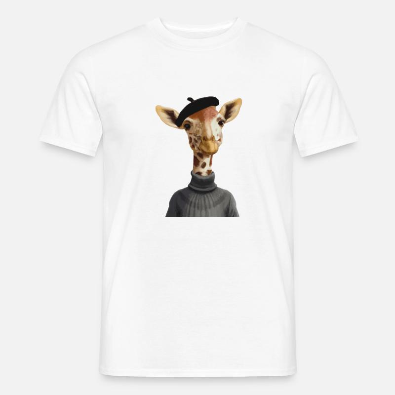 Giraffe mit Pullover und Mütze Geschenkidee - Männer T-Shirt - Weiß
