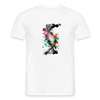 Watercolor, ink double helix in black colorful - Men's T-Shirt - white - Front - AI Model Male 178 dark (178cm)