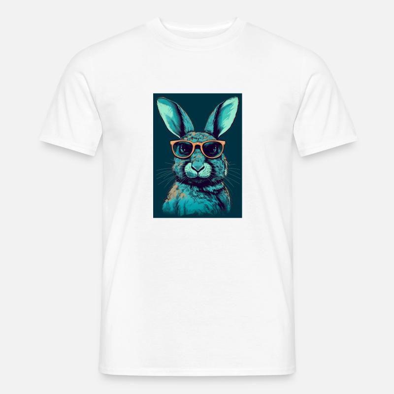 Rabbit with Sunglasses - Männer T-Shirt - Weiß