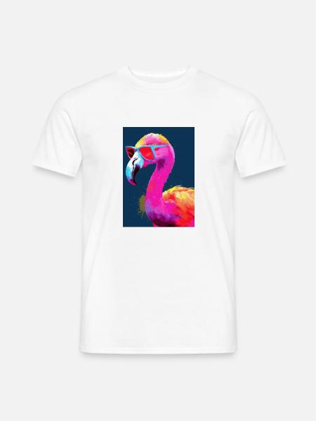 Flamingo With Sunglasses - Männer T-Shirt - Weiß