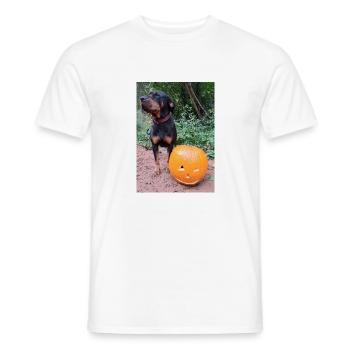 Kürbis Hund Halloween Herbst - Männer T-Shirt - Weiß - Vorne - AI Model Male 178 dark (178cm)