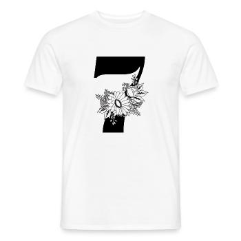 Number 7 Black Floral -7th Floral Anniversary - Men's T-Shirt - white - Front - AI Model Male 178 dark (178cm)