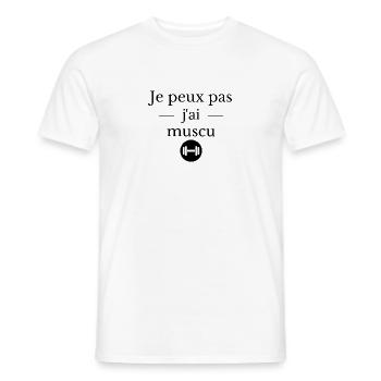 Je peux pas j'ai muscu - T-shirt homme - blanc - Devant - AI Model Male 178 dark (178cm)