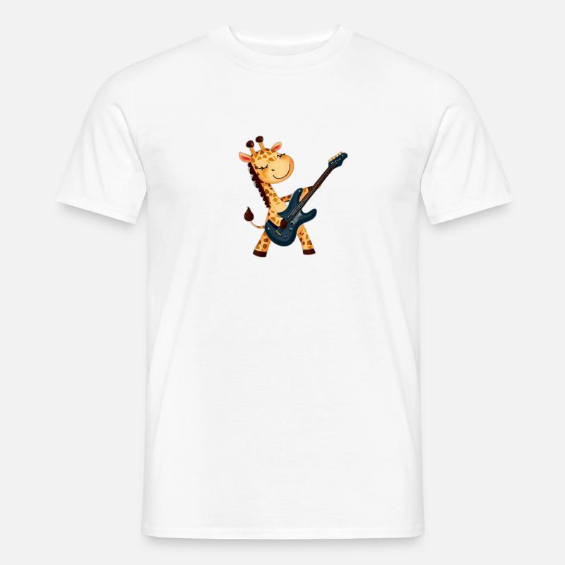 Giraffe mit Gitarre - Männer T-Shirt - Weiß