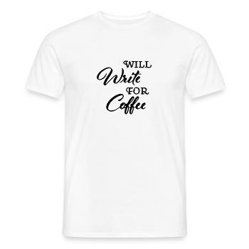 Will write for coffee - Men's T-Shirt - white - Front - AI Model Male 178 dark (178cm)