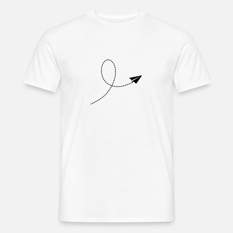 Papierflieger mit Flugbahn - Männer T-Shirt - Weiß