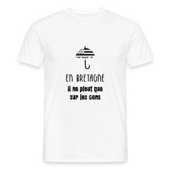En Bretagne, il ne peut que sur les cons ! - T-shirt homme - blanc - Devant - AI Model Male 178 dark (178cm)
