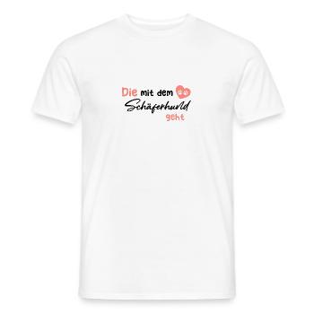 Die mit dem Schäferhund geht - Hund Hundeliebhaber - Männer T-Shirt - Weiß - Vorne - AI Model Male 178 dark (178cm)