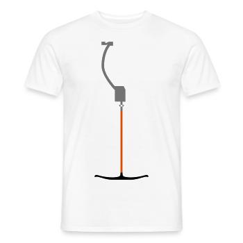 Ankerlift Skifahren - Platter Surface T-Bar Lift - Männer T-Shirt - Weiß - Vorne - AI Model Male 178 dark (178cm)