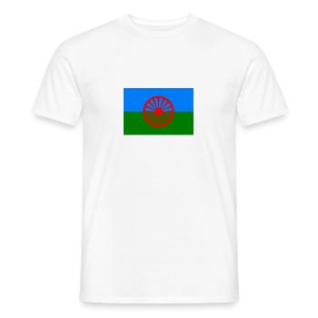 Roma Nation Flag -Big - Men's T-Shirt - white - Front - AI Model Male 178 dark (178cm)